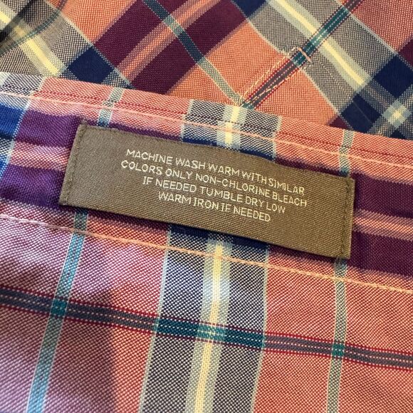 daniel cremieux plaid short sleeve button down 2XL pink blue purple - Picture 6 of 6